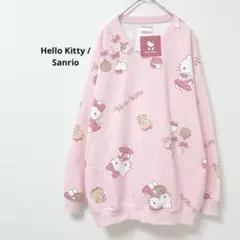 ハローキティ サンリオ 新品　総柄スウェット XLピンク 美品　裏起毛