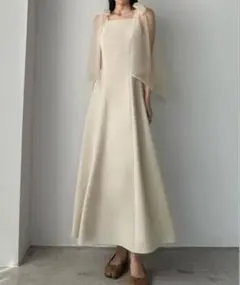 Louere チュールリボンキャミワンピース　セミフレア　MTサイズ