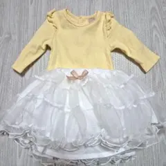 petit main　プチマイン ロンパース　スカートセット 70　黄色　フリル
