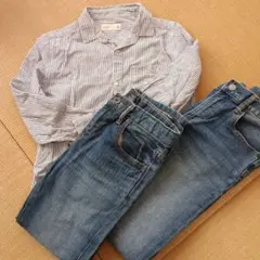 ZARA BOYS ストライプシャツとGAPデニムパンツセット 140cm