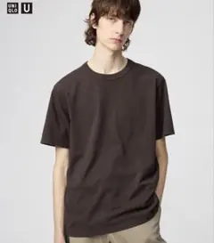 新品 ユニクロ U クルーネックTシャツ XL ダークブラウン