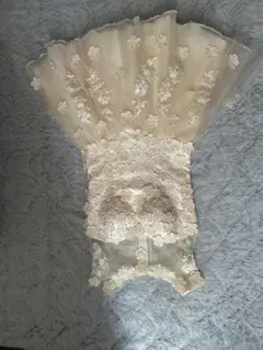 アイボリーフラワー刺繍レースドレス