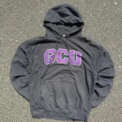 US規格　古着　チャンピオン　パーカー　チャコール　カレッジロゴ　GCU Ｍ