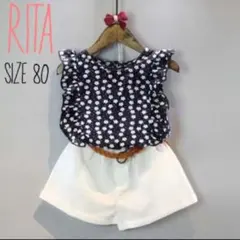 海外製品♡フリル花柄セットアップ ベルト付き 3点セット 80