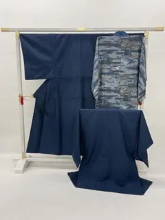 ⭐︎男ウールアンサンブル（着物＆羽織）　単仕立て　長襦袢付き