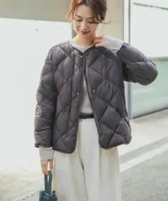 新品◎アーバンリサーチドアーズ◎ライトダウンキルトショートブルゾン/チャコール