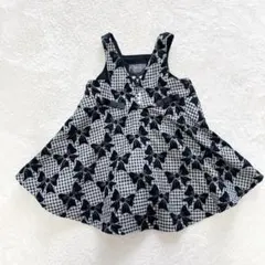 【極美品】nino ニノ ワンピース ジャンパースカートドレス リボン 黒90