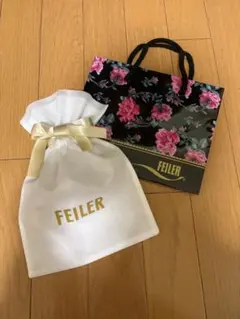 FEILER 花柄ショップ袋と巾着袋セット
