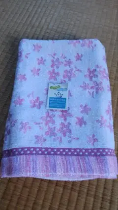 桜の花柄 無撚糸バスタオル