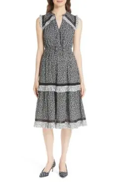 kate spade フラワープリント ノースリーブワンピース XS