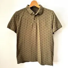 【Massimo Dutti】 ドット柄 ポロシャツ L カーキ系 半袖 メンズのサムネイル