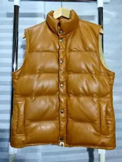 A BATHING APE シープスキンダウンベスト　XL A BATHING APE シープスキンダウンベスト XL LEATHER CLASSIC