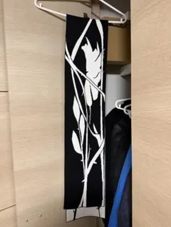 花柄デザイン マフラー 黒白