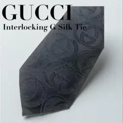 ま*ち様 【美品】GUCCI グッチ インターロッキングG シルクネクタイ