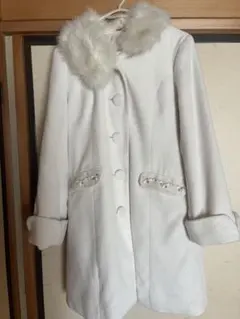 GLACIER ファー付きホワイトロングコート