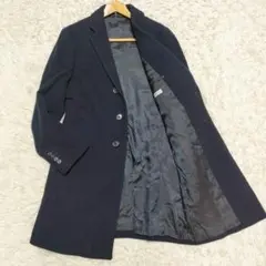 【カシミヤ】 チェスターコート　 ビジネス　カジュアル　紺　ネイビー　メンズ