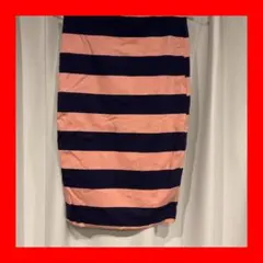 【美品】ZARA ボーダー タイトスカート S ネイビー ピンク ゴム