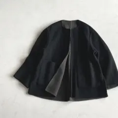 LE GLAZIK リバーシブル エアリーウール リバー ノーカラーコート