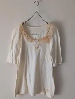 良品 リハーズオール リメイク半袖Tシャツ 染め アイボリーレース ハンドメイドのサムネイル