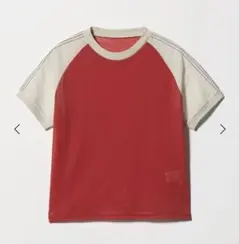 新品　6(ROKU) コットンナイロン ショルダー ステッチ Tシャツ レッド 新品 6(ROKU) コットンナイロン ショルダー ステッチ Tシャツ レッド