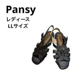 パンジー サンダル LLサイズ ブラック ストラップ 編みデザイン バックベルトのサムネイル