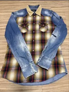 DSQUARED2 チェック柄デニムシャツ 50