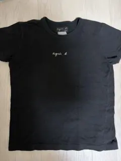 agnis b. ブラック 半袖Tシャツ