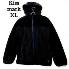 キスマーク メンズフード付ボアジャケット(XL)ネイビー ケーブルニット