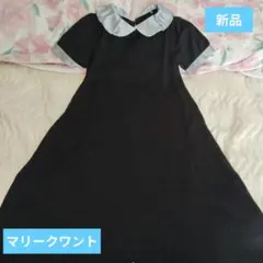 マリークワント 半袖ひざ丈ワンピース M (黒) 新品
