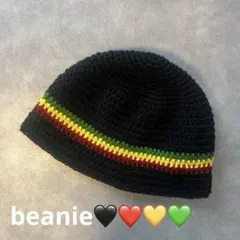 ビーニー クラッシャーハット クロシェハット ハンドメイド ラスタカラー
