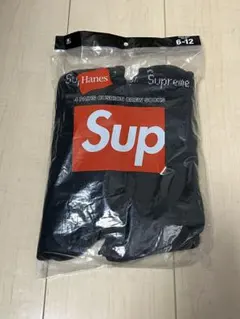 Supreme☆Hanesクルーソックス 4足セット 6-12黒未開封新品