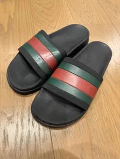 付属品完備・極美品】GUCCI ウェブストライプ ラバー サンダル 黒 10