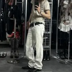 D&G ドルガバ　ホワイトペインターデニム　ストレート　ダメージ加工　ロゴのサムネイル