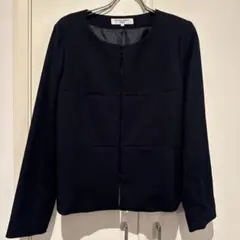 ナチュラルビューティーベーシックノーカラージャケットダークネイビーL