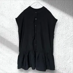 【LEPSIM】フレンチスリーブ チュニック ブラウス ブラック F フリルのサムネイル