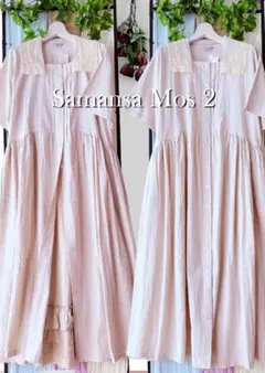 新品☆サマンサモスモス☆繊細なレース襟つき☆コットンワンピース☆ゆったりМ☆