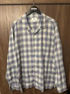 THE CRIMIE オンブレチェック レーヨン オープンカラー シャツ XXL