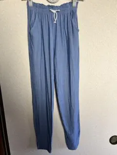青色ウエストゴムストレートパンツ