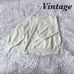 Vintage ヴィンテージ 長袖ニット ボートネック バックリボン カジュアル