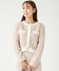 セルフォード　ツイード風ジャガードニットカーディガン CWNT231106