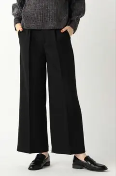 COMME CA ISM　シャンブレーセンタープレス ワイドパンツ　新品タグ付き