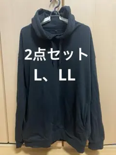 メンズスウェットパーカー　ブラック　Lサイズ　LLサイズ　XL 無地　黒
