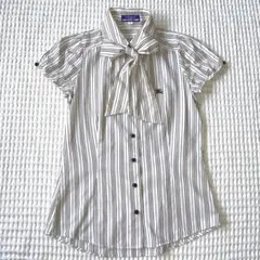 バーバリーブルーレーベル リボンタイブラウス　パフスリーブ ノバストライプＳ