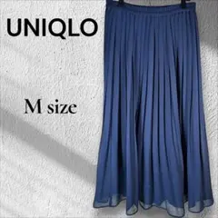 ユニクロ シフォン プリーツスカート ネイビー M 春服 ウエストゴム