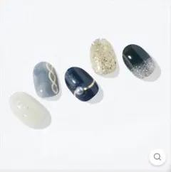 ohora オホーラ　ネイルシール 19枚入　ジェルネイルシール　グリッター　紺