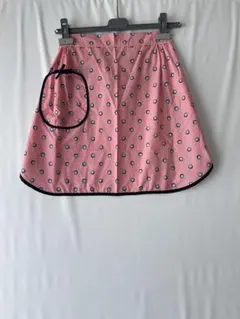 昭和レトロ　前掛け　エプロン　ピンク　ドット　新品未使用