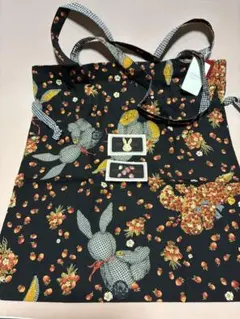新品未使用】ピンクハウス ブラウン うさちゃん お花モチーフ バッグ