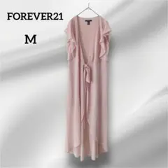 フォーエバー21　ロングカーディガン　シアーガウン 　ピンク　M