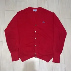 【70s〜80s初期】LACOSTE 糸巻きタグ アクリルカーディガン レッドのサムネイル