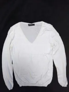 【美品】BEAUTY&YOUTH ホワイト Vネック長袖Tシャツ